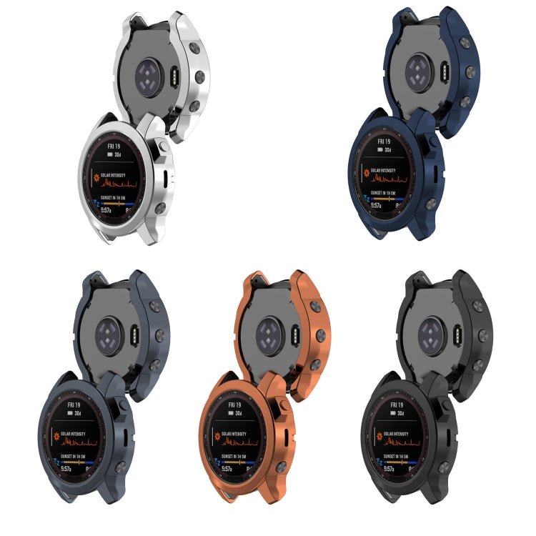 For Garmin Fenix 7S Pro Half Package Electroplated TPU Watch Protective Case(Blue) - Watch Cases by PMC TechLife | Online Shopping South Africa | PMC TechLife