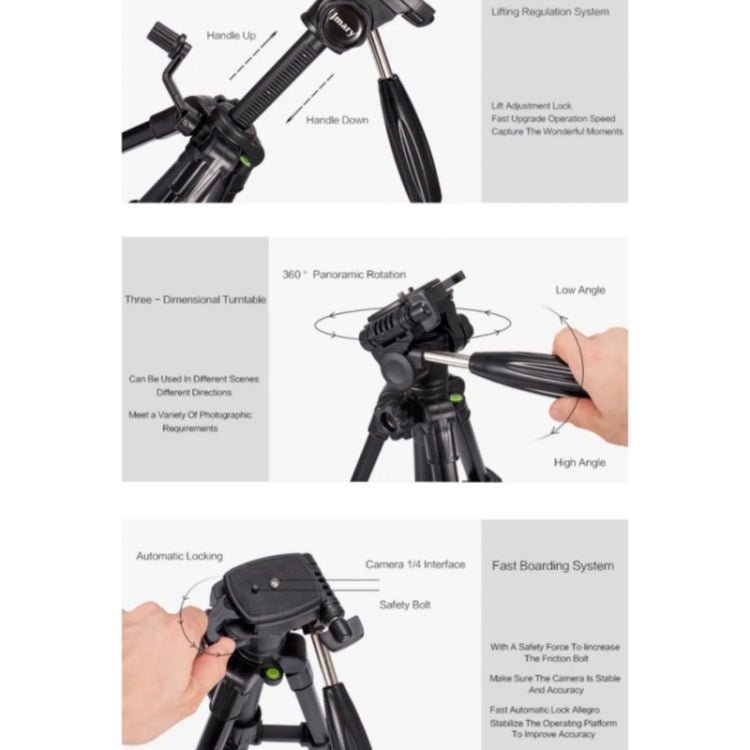 JMARY KP-2203 Portable Aluminum Alloy Telescopic SLR Camera Phone Photography Tripod(Black) - Tripods by Jmary | Online Shopping South Africa | PMC TechLife | Buy Now Pay Later Mobicred