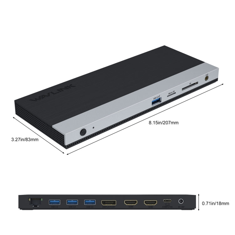 Wavlink UMD05 Display Port HDMI Port RJ45 Ethernet Triple Display MST Laptop Docking Station, Plug:AU Plug - free shipping - PMC Jewellery - Order now!