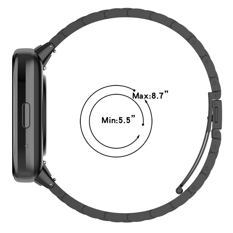 For Redmi Watch 3 Active Three Bead Stainless Steel Metal Watch Band(Black) - Watch Bands by PMC TechLife | Online Shopping South Africa | PMC TechLife