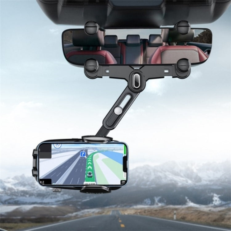 R010 Universal Vehicle Rearview Mirror Phone Holder Multifunctional Retractable Cell Phone Car Mount(Green) - Car Holders by PMC TechLife | Online Shopping South Africa | PMC TechLife | Buy Now Pay Later Mobicred