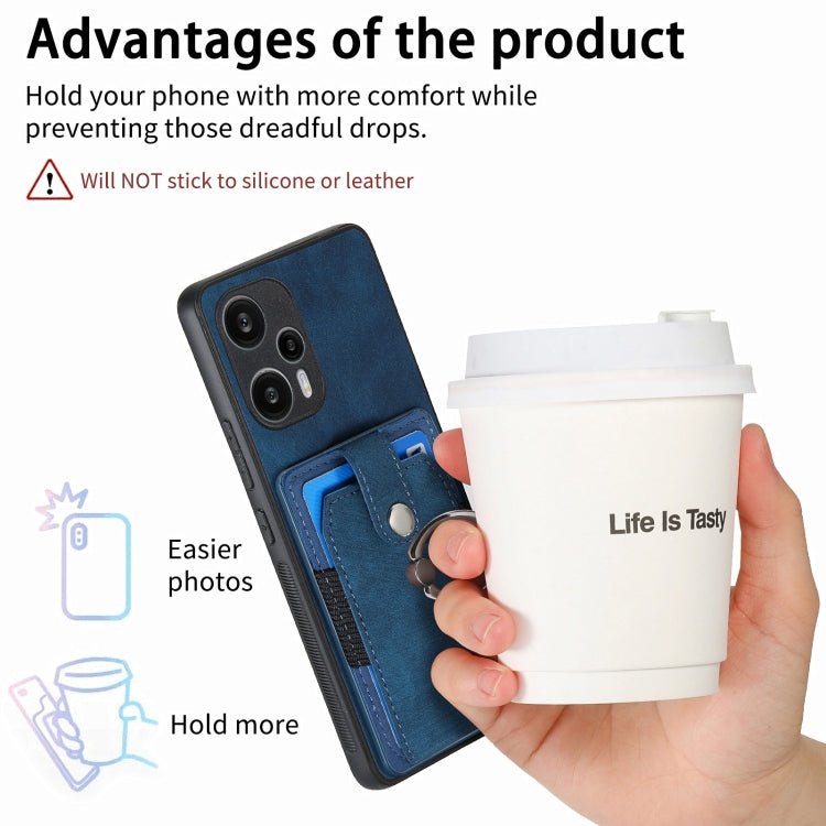 For Xiaomi Poco F5 Retro Skin-feel Ring Card Wallet Phone Case(Blue) - Xiaomi Cases by PMC TechLife | Online Shopping South Africa | PMC TechLife