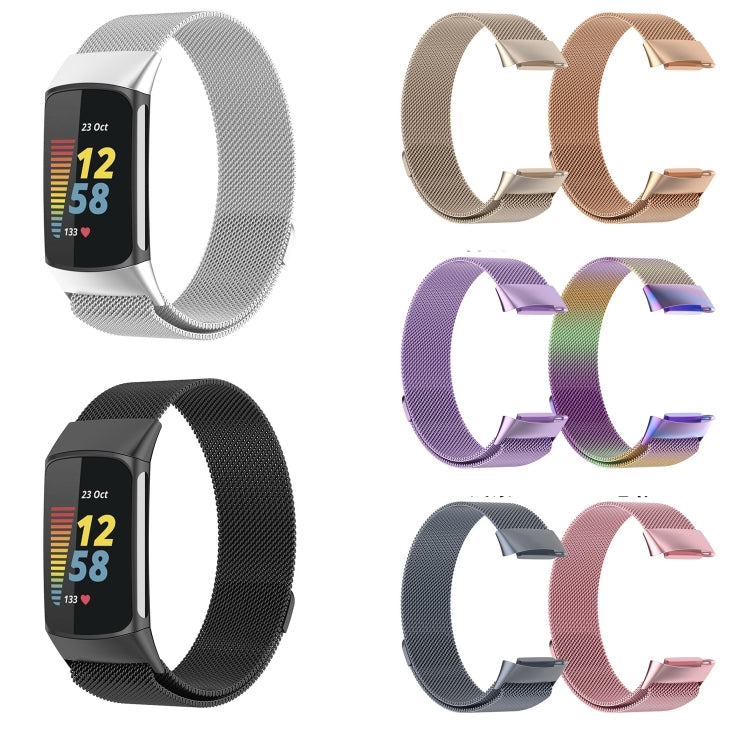 For Fitbit Charge 6 Milan Magnetic Metal Steel Mesh Watch Band(Purple) - Watch Bands by PMC TechLife | Online Shopping South Africa | PMC TechLife | Buy Now Pay Later Mobicred