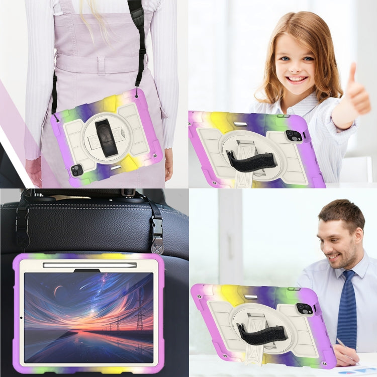 For iPad Pro 11 2024 Silicone Hybrid PC Shockproof Tablet Case with Shoulder Strap(Colorful Purple) - iPad Pro 11 2024 Cases by PMC TechLife | Online Shopping South Africa | PMC TechLife | Buy Now Pay Later Mobicred