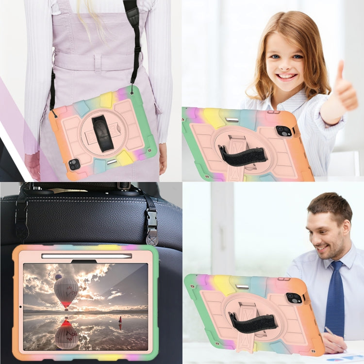 For iPad Pro 11 2024 Silicone Hybrid PC Shockproof Tablet Case with Shoulder Strap(Colorful Gold) - free shipping - PMC TechLife - Order now!