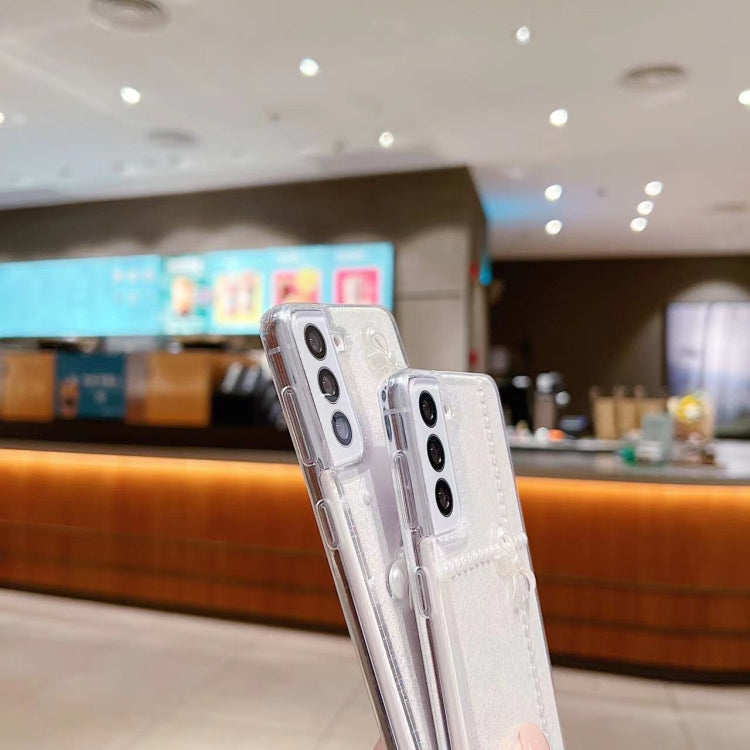 For Samsung Galaxy S25 5G Pearl Bow Glitter Epoxy TPU Phone Case(Cross Knots) - Galaxy S25 5G Cases by PMC TechLife | Online Shopping South Africa | PMC TechLife | Buy Now Pay Later Mobicred