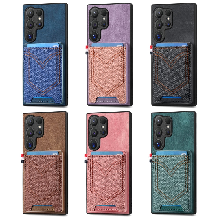 For Samsung Galaxy S25 Ultra 5G Denim Texture Leather Skin Phone Case with Card Slot(Green) - Galaxy S25 Ultra 5G Cases by PMC Jewellery | Online Shopping South Africa | PMC Jewellery | Buy Now Pay Later Mobicred