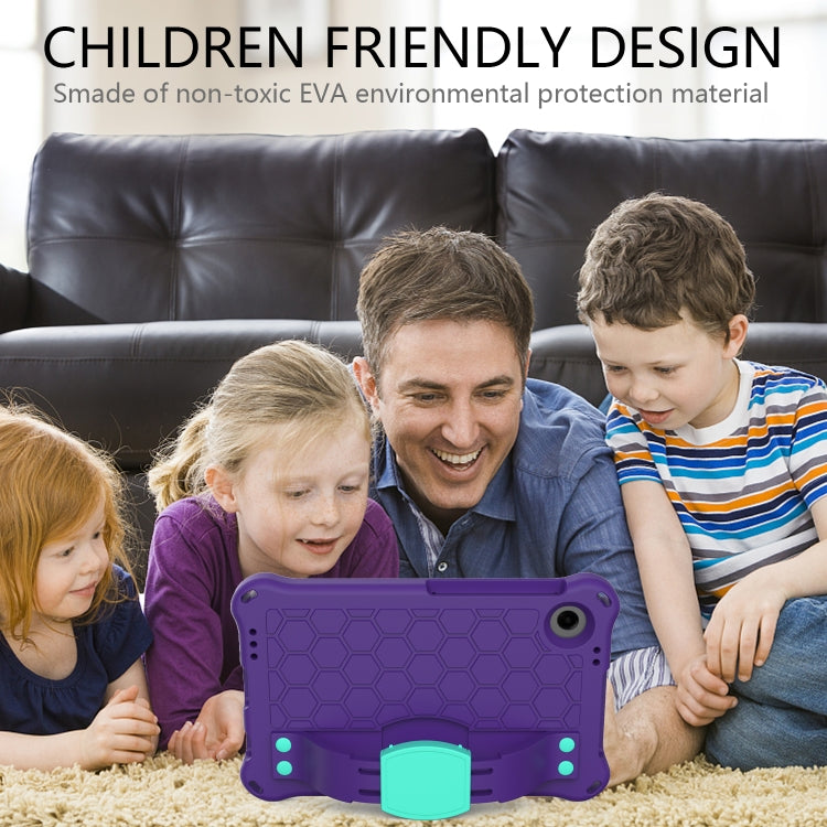 For Alcatel Joy Tab2 2020 / 3T 8.0 Honeycomb EVA Hybrid PC Tablet Case with Strap(Purple+Aqua) - free shipping - PMC TechLife - Order now!