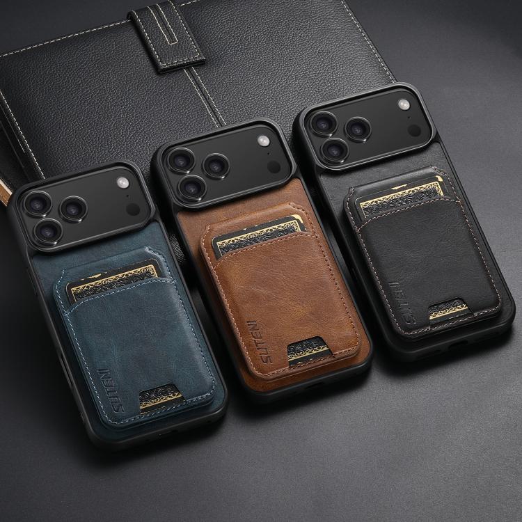 For iPhone 16 Pro Suteni H02 Leather Wallet Stand Back Phone Case(Blue) - free shipping - PMC Jewellery - Order now!