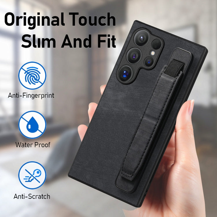 For Samsung Galaxy S24 Ultra 5G Retro Wristband Holder Leather Back Phone Case(Black) - Galaxy S24 Ultra 5G Cases by PMC TechLife | Online Shopping South Africa | PMC TechLife | Buy Now Pay Later Mobicred