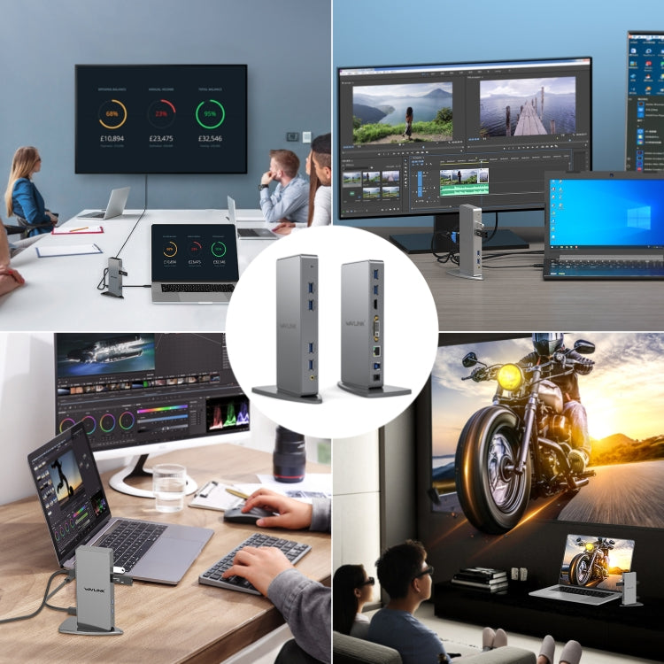 WAVLINK WL-UG39DK7 USB3.0 Hub Adapter Multi-Screen Graphics Card Universal Docking Station, Plug:UK Plug - free shipping - PMC Jewellery - Order now!