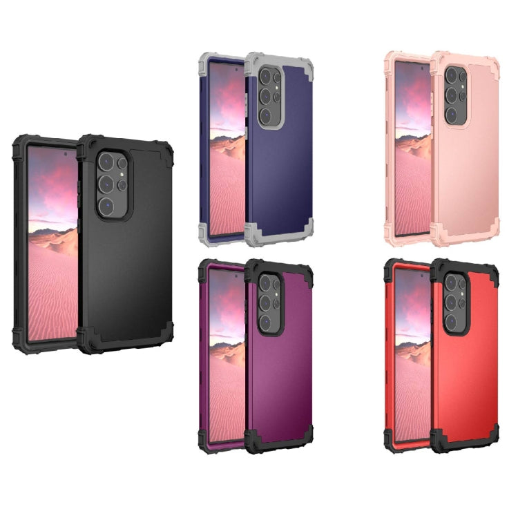For Samsung Galaxy S24 Ultra 5G 3 in 1 Silicone Hybrid PC Shockproof Phone Case(Dark Purple) - Galaxy S24 Ultra 5G Cases by PMC TechLife | Online Shopping South Africa | PMC TechLife