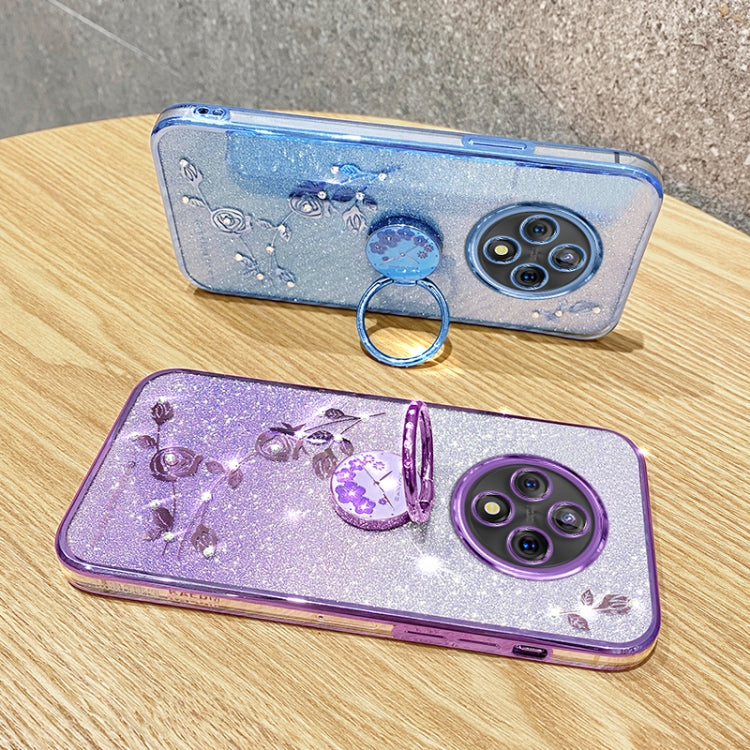 For OPPO A3 Pro Gradient Glitter Immortal Flower Ring All-inclusive Phone Case(Blue) - free shipping - PMC TechLife - Order now!