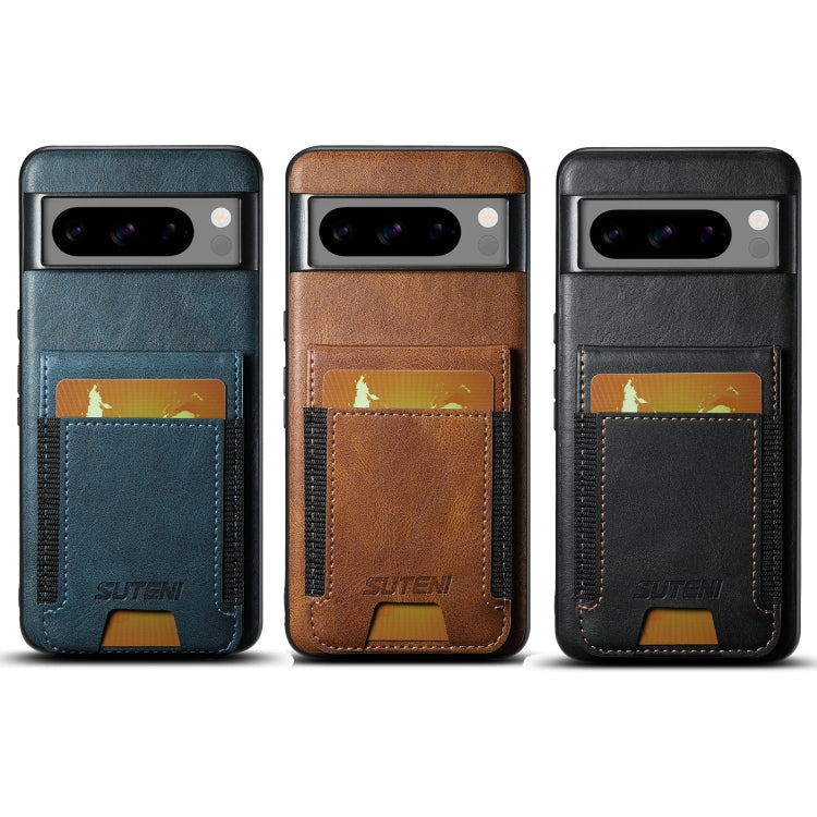 For Google Pixel 8a Suteni H03 Oil Wax Leather Wallet Stand Back Phone Case(Black) - Google Cases by Suteni | Online Shopping South Africa | PMC TechLife | Buy Now Pay Later Mobicred