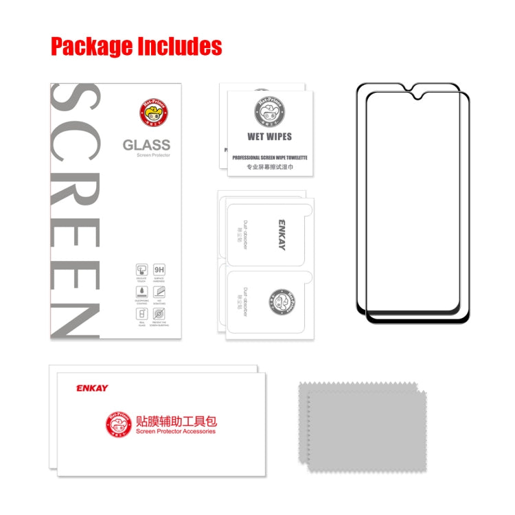 For Tecno Spark 9 2pcs ENKAY Full Glue High Aluminum-silicon Tempered Glass Film - Tecno Tempered Glass by ENKAY | Online Shopping South Africa | PMC TechLife | Buy Now Pay Later Mobicred