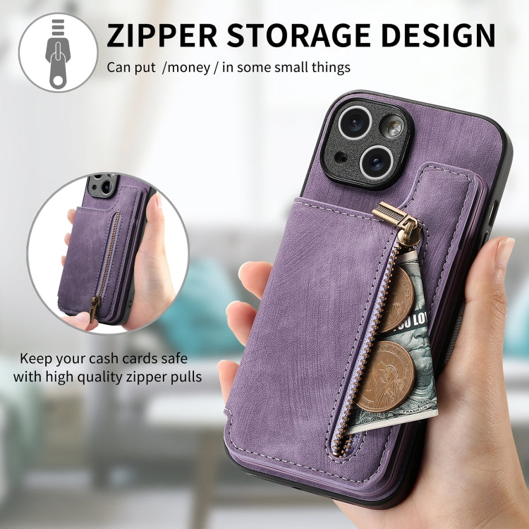 For iPhone 6 / 6s Retro Leather Zipper Wallet Back Phone Case(Purple) - free shipping - PMC TechLife - Order now!