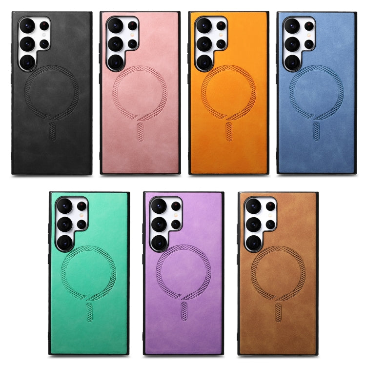 For Samsung Galaxy S25+ 5G Solid Color Retro Magsafe PU Back Cover Phone Case(Pink) - free shipping - PMC Jewellery - Order now!