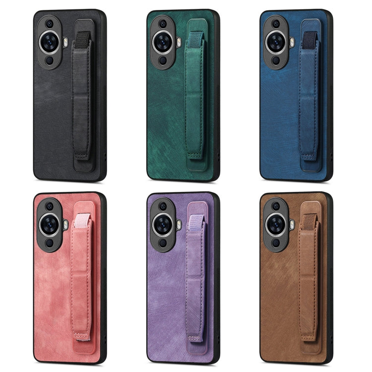 For Huawei Pura 70 Retro Wristband Holder Leather Back Phone Case(Brown) - Huawei Cases by PMC Jewellery | Online Shopping South Africa | PMC Jewellery | Buy Now Pay Later Mobicred