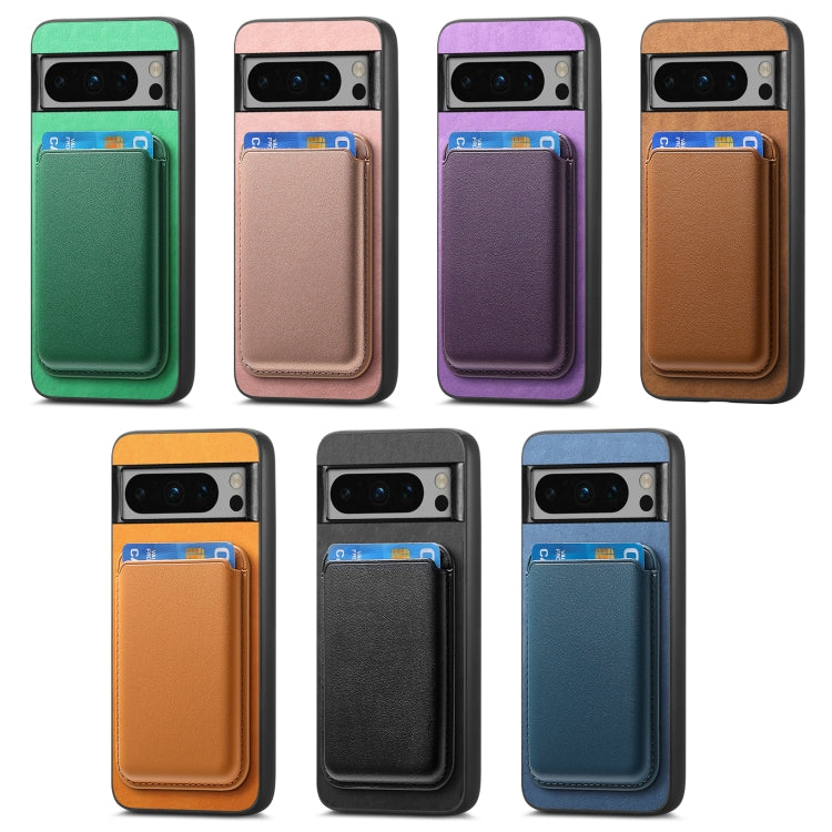 For Google Pixel 9 Retro Magsafe Card Bag PU Back Cover Phone Case(Purple) - Google Cases by PMC TechLife | Online Shopping South Africa | PMC TechLife | Buy Now Pay Later Mobicred
