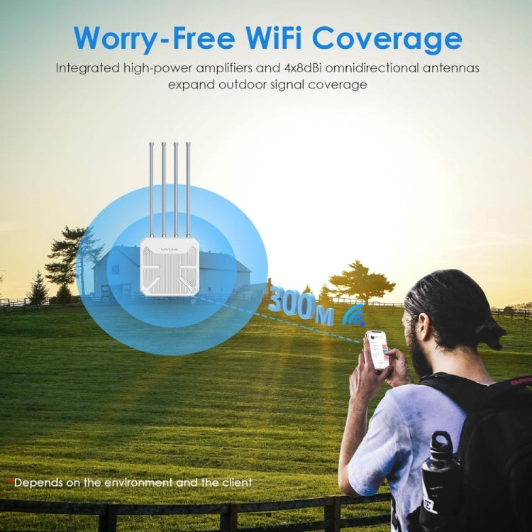 WAVLINK WN573HX3 AX3000 Waterproof Outdoor WiFi Wireless Outdoor Dual Band Router, Plug:US Plug - free shipping - PMC TechLife - Order now!