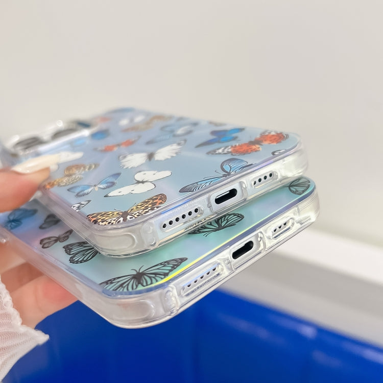 For iPhone 16 Electroplating Laser Butterfly Phone Case(Pink Butterflies AB2) - iPhone 16 Cases by PMC TechLife | Online Shopping South Africa | PMC TechLife | Buy Now Pay Later Mobicred