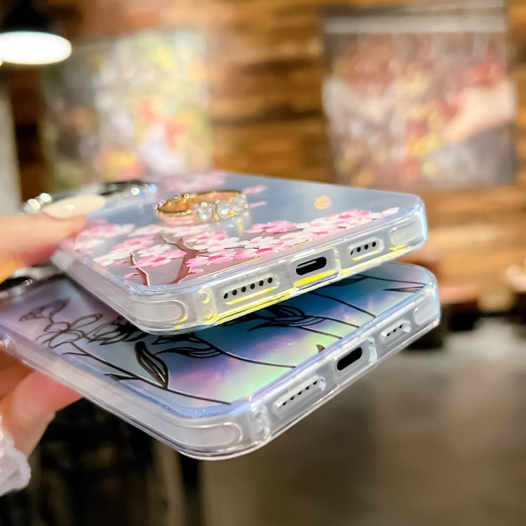 For iPhone 16 Pro Max Electroplating Laser Flower Ring Holder TPU Phone Case(Chrysanthemum AH5) - free shipping - PMC TechLife - Order now!