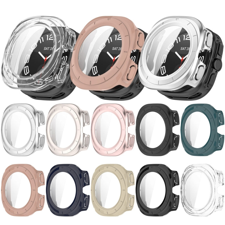 For Samsung Galaxy Watch 7 44mm PC+Tempered Film Integrated Waterproof Watch Protective Case(Rose Gold) - Watch Cases by PMC TechLife | Online Shopping South Africa | PMC TechLife | Buy Now Pay Later Mobicred