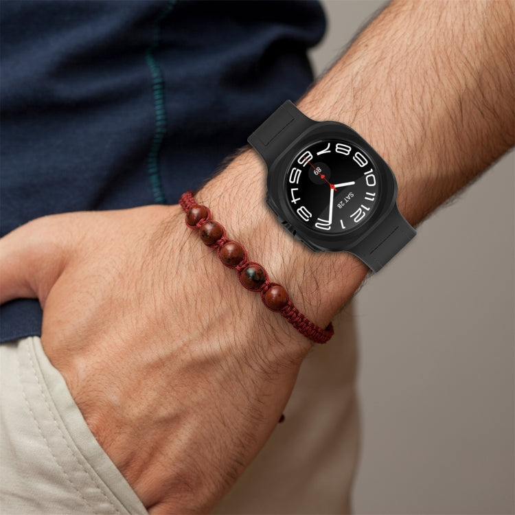 For Samsung Galaxy Watch Ultra 47mm Magnetic Folding Buckle Silicone Leather Watch Band(Black) - Watch Bands by PMC TechLife | Online Shopping South Africa | PMC TechLife | Buy Now Pay Later Mobicred