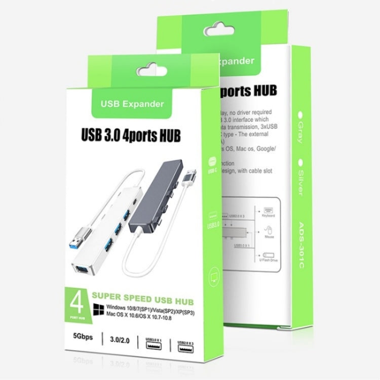ADS-301A USB 3.0 to Type-C + USB 3.0 / 2.0 4-Ports Hub Laptop Expander(Grey) - USB 3.0 HUB by PMC TechLife | Online Shopping South Africa | PMC TechLife | Buy Now Pay Later Mobicred