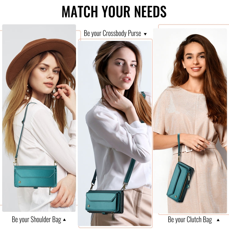 For iPhone 16 Plus CaseMe C36 Card Slots Zipper Wallet RFID Anti-theft Leather Phone Case(Blue) - free shipping - PMC Jewellery - Order now!