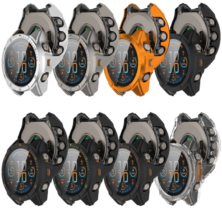 For Garmin Fenix 8 AMOLED 51mm Tempered Glass Film Integrated PC Watch Case(Silver Black) - free shipping - PMC TechLife - Order now!