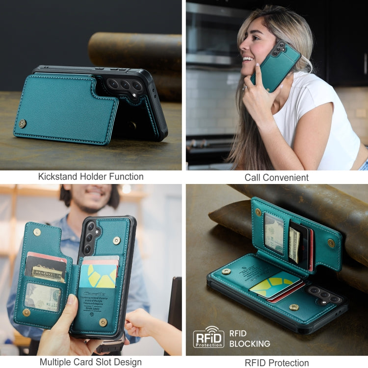 For Samsung Galaxy S24 FE 5G CaseMe C22 Card Slots Holder RFID Anti-theft Phone Case(Green) - free shipping - PMC Jewellery - Order now!