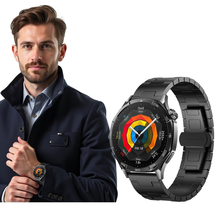 For Garmin Forerunner 265 Music Titanium Alloy 22mm Metal Watch Band(Black) - Watch Bands by PMc TechLife | Online Shopping South Africa | PMc TechLife | Buy Now Pay Later Mobicred