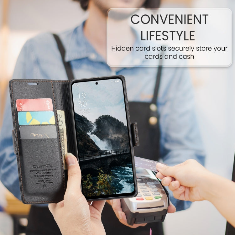 For OPPO Reno12 5G Global CaseMe 023 Butterfly Buckle Litchi Texture RFID Anti-theft Leather Phone Case(Black) - OPPO Cases by CaseMe | Online Shopping South Africa | PMC Jewellery | Buy Now Pay Later Mobicred