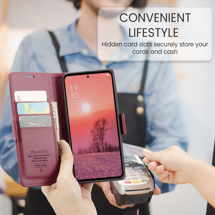 For OPPO Reno12 Pro 5G Global CaseMe 023 Butterfly Buckle Litchi Texture RFID Anti-theft Leather Phone Case(Red) - OPPO Cases by CaseMe | Online Shopping South Africa | PMC Jewellery | Buy Now Pay Later Mobicred