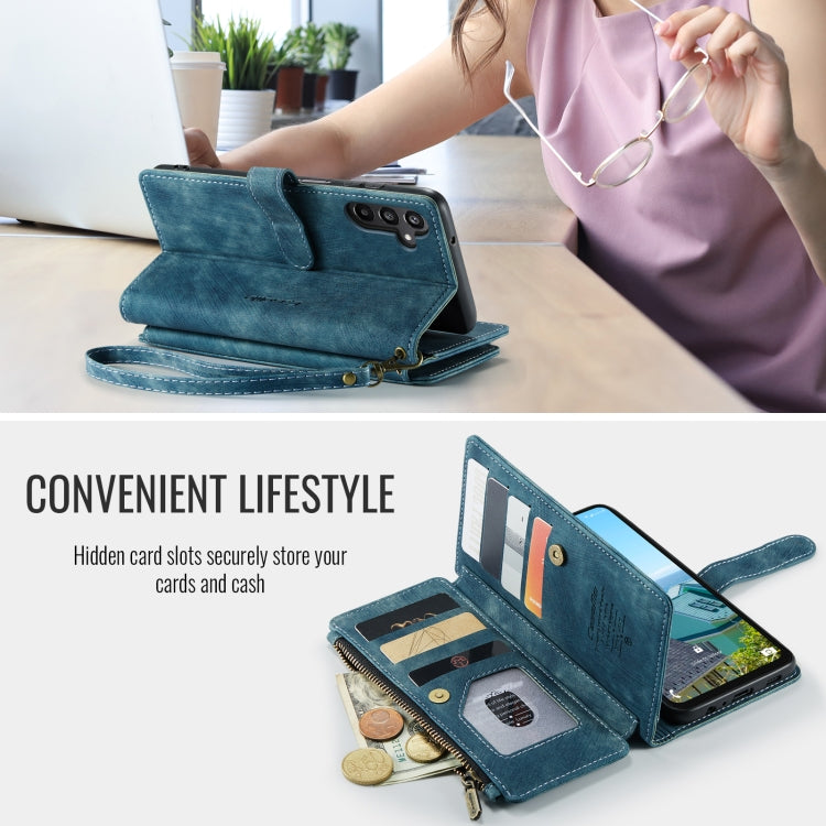 For Samsung Galaxy A16 5G CaseMe C30 Card Slots Zipper Wallet Leather Phone Case(Blue) - free shipping - PMC Jewellery - Order now!