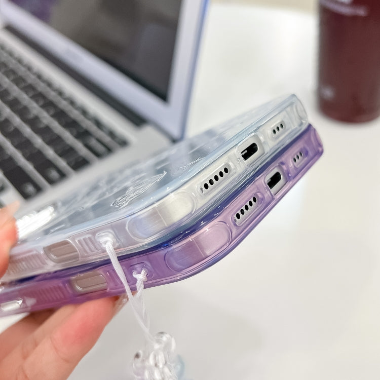 For iPhone 16e Plating Texture Butterfly Wristband TPU Phone Case with Glitter Lens Film(Silver Butterflies HU6) - iPhone 16e Cases by PMC TechLife | Online Shopping South Africa | PMC TechLife | Buy Now Pay Later Mobicred