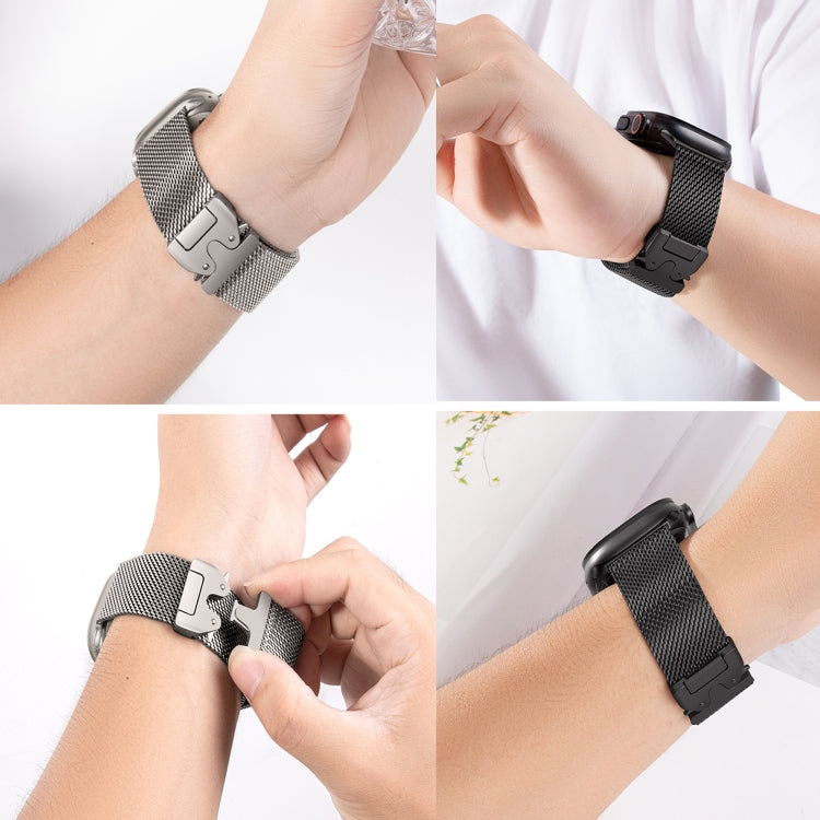 For Apple Watch 46mm / 49mm / 45mm / 44mm Umbrella Buckle Think Milanese Plate Stainless Steel Paracord Buckle Watch Band(Starlight) - free shipping - PMC TechLife - Order now!
