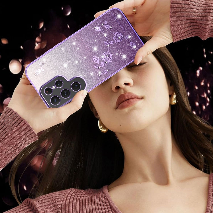 For Samsung Galaxy S25 5G Gradient Glitter Flower All-inclusive Phone Case(Purple) - Galaxy S25 5G Cases by PMC Jewellery | Online Shopping South Africa | PMC Jewellery | Buy Now Pay Later Mobicred