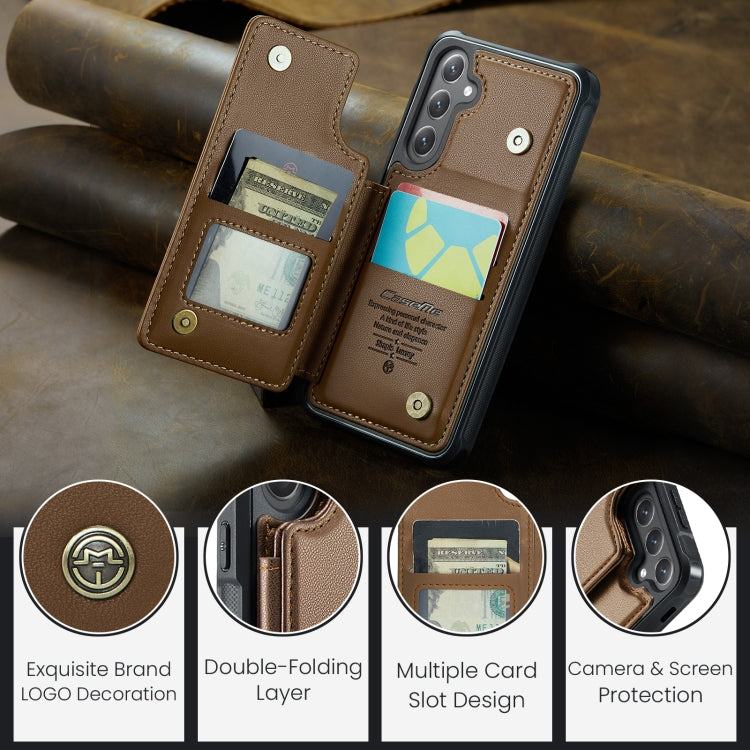 For Samsung Galaxy S25+ 5G CaseMe C22 Card Slots Holder RFID Anti-theft Phone Case(Brown) - Galaxy S25+ 5G Cases by CaseMe | Online Shopping South Africa | PMC Jewellery | Buy Now Pay Later Mobicred