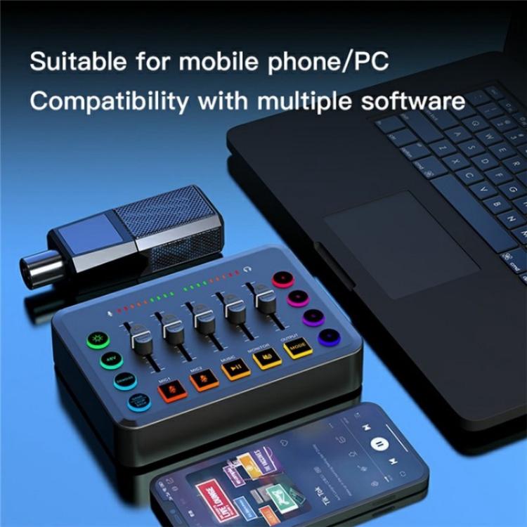 F9 48V Live Streaming Sound Card Audio Mixer Power Voice Changer with RGB Light(White) - Live Sound Effects Processors by PMC TechLife | Online Shopping South Africa | PMC TechLife | Buy Now Pay Later Mobicred