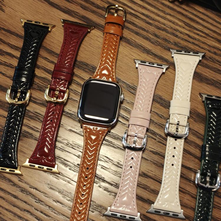 For Apple Watch 46mm / 49mm / 45mm / 44mm Heart-Shaped Embossed Leather Watch Band(Chrysanthemum Blue) - Watch Bands by PMC TechLife | Online Shopping South Africa | PMC TechLife | Buy Now Pay Later Mobicred