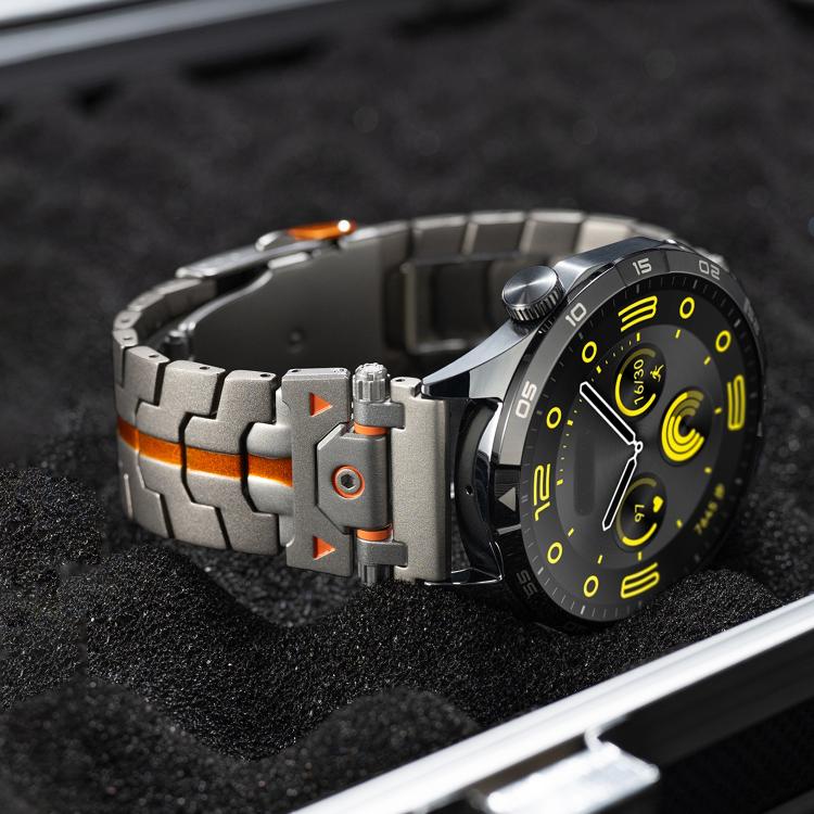 22mm Stainless Steel Safety Buckle Metal Watch Band(Silver Orange) - free shipping - PMC TechLife - Order now!