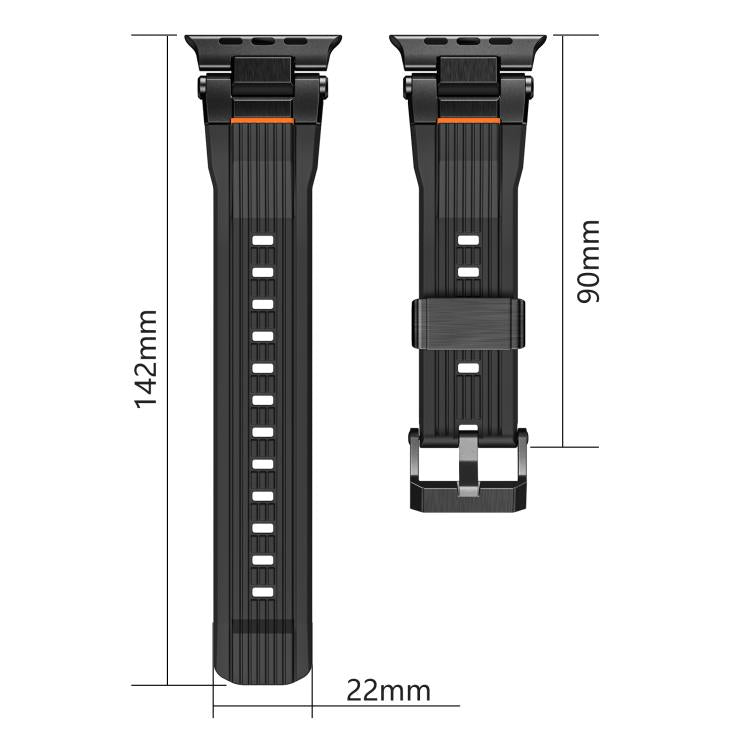 For Apple Watch 46mm / 49mm / 45mm / 44mm Stainless Steel Connector Vertical Grain TPU Watch Band(Starlight) - free shipping - PMC TechLife - Order now!