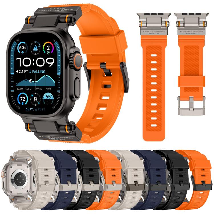 For Apple Watch 46mm / 49mm / 45mm / 44mm Kalebol Outdoor Explorer Metal Connector TPU Watch Band(Black Starlight) - free shipping - PMC TechLife - Order now!