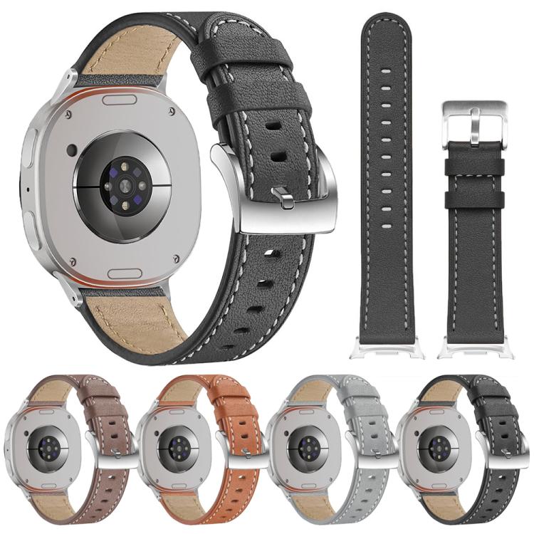 For Samsung Galaxy Watch8 / Watch8 Classic Round Tail Square Buckle Leather Watch Band(Brown) - free shipping - PMC TechLife - Order now!