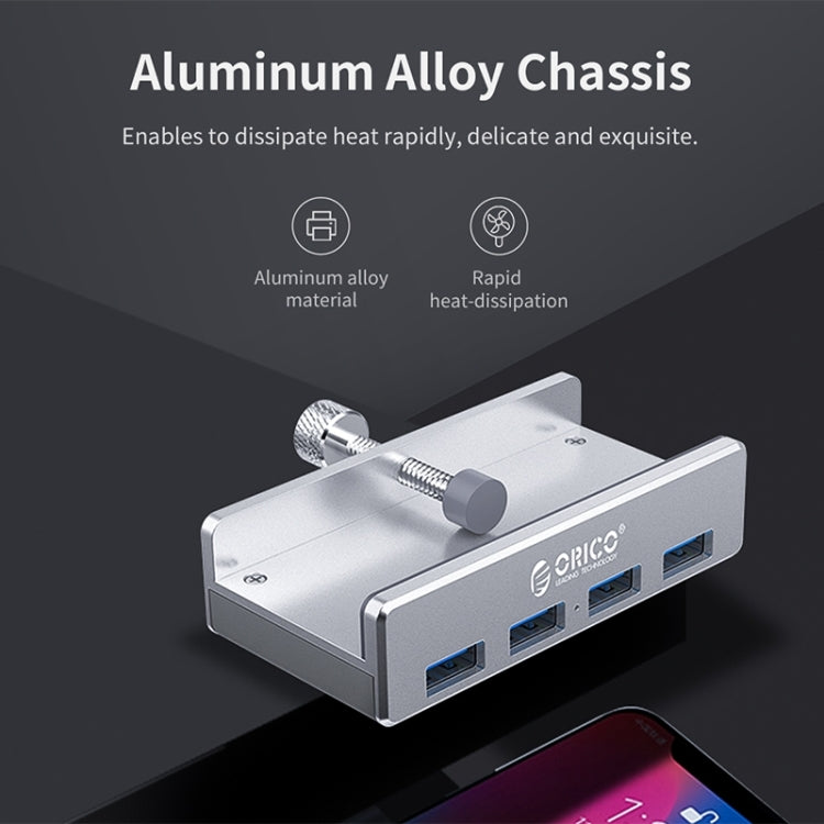 ORICO MH4PU-P Aluminum Alloy 4 Ports USB3.0 Clip-type HUB(Silver) - free shipping - PMC Jewellery - Order now!