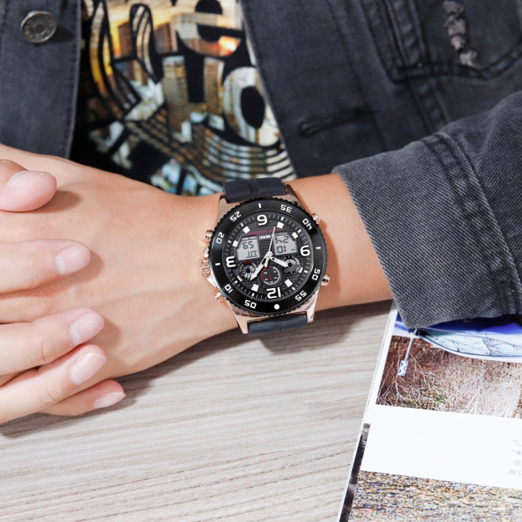 SKMEI 1538 Multi-Function Time Large Dial Steel Belt Men Casual Sports Electronic Watch(Rose Gold-Silicone Belt) - free shipping - PMC TechLife - Order now!