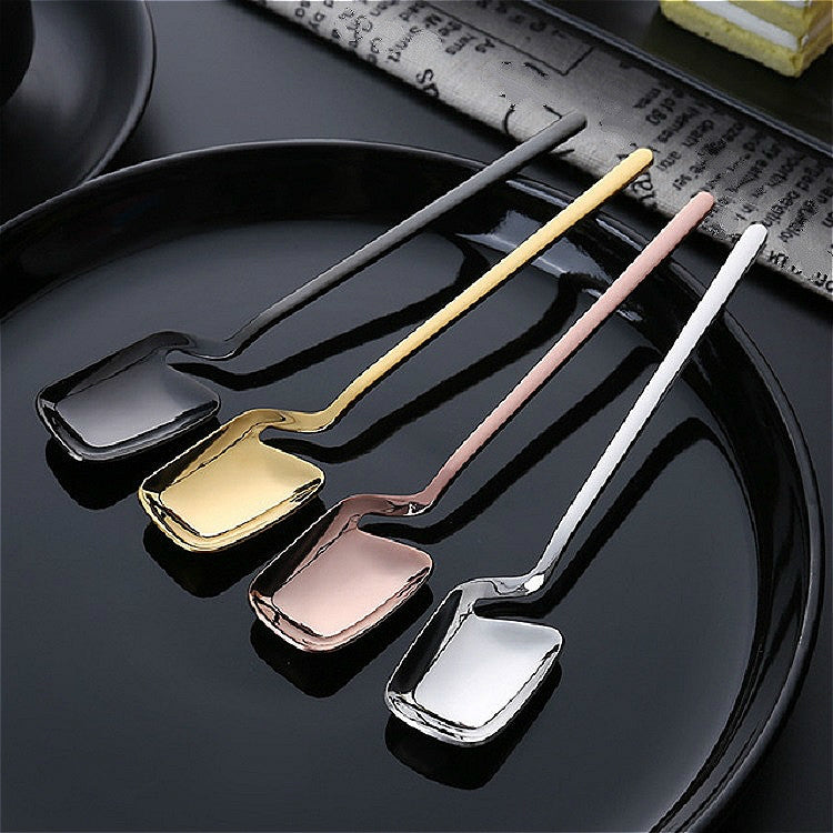 Stainless Steel V-shaped Wall Hanging Design Simple Coffee Spoon Fork Creative Long Handle Stirring Tableware, Style:Spoon, Color:Black - free shipping - PMC TechLife - Order now!