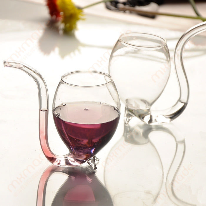 300ML Creative Glass Mug Milk Cup with straw Cold Drink Cup Juice Mug Wine Glass - Vacuum Thermoses & Cups by PMC TechLife | Online Shopping South Africa | PMC TechLife